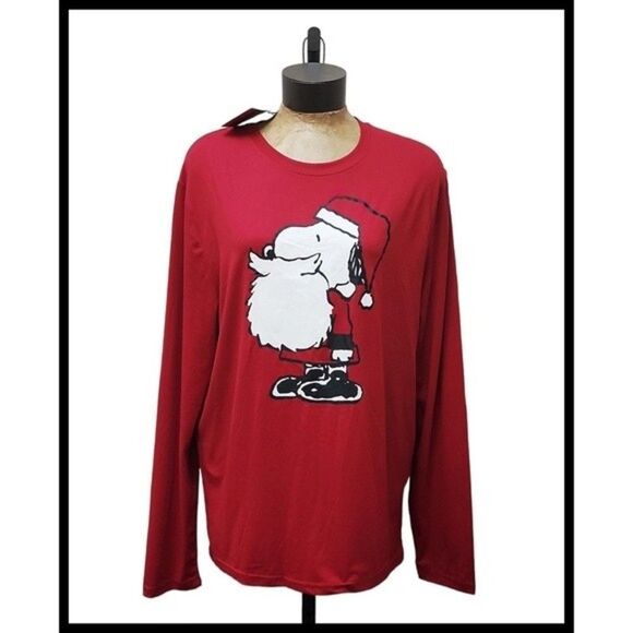 NWT Munki Munki Peanuts Snoopy Santa Graphic Sleep Shirt Red Unisex Men's Medium - Picture 6 of 6